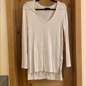 Tan striped tunic length t-shirt